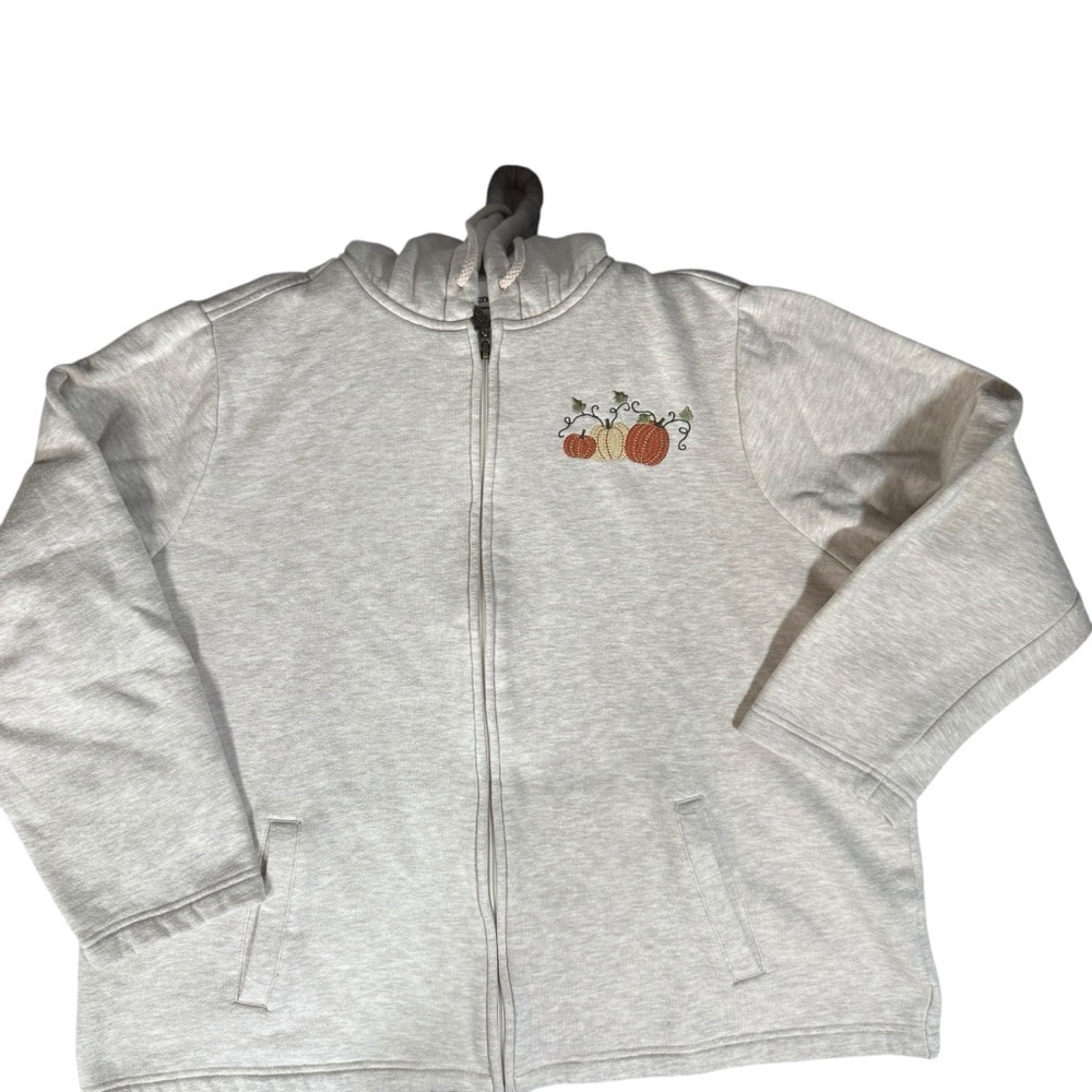 Breckenridge Heather Gray Hoodie with Pumpkin Embroidery